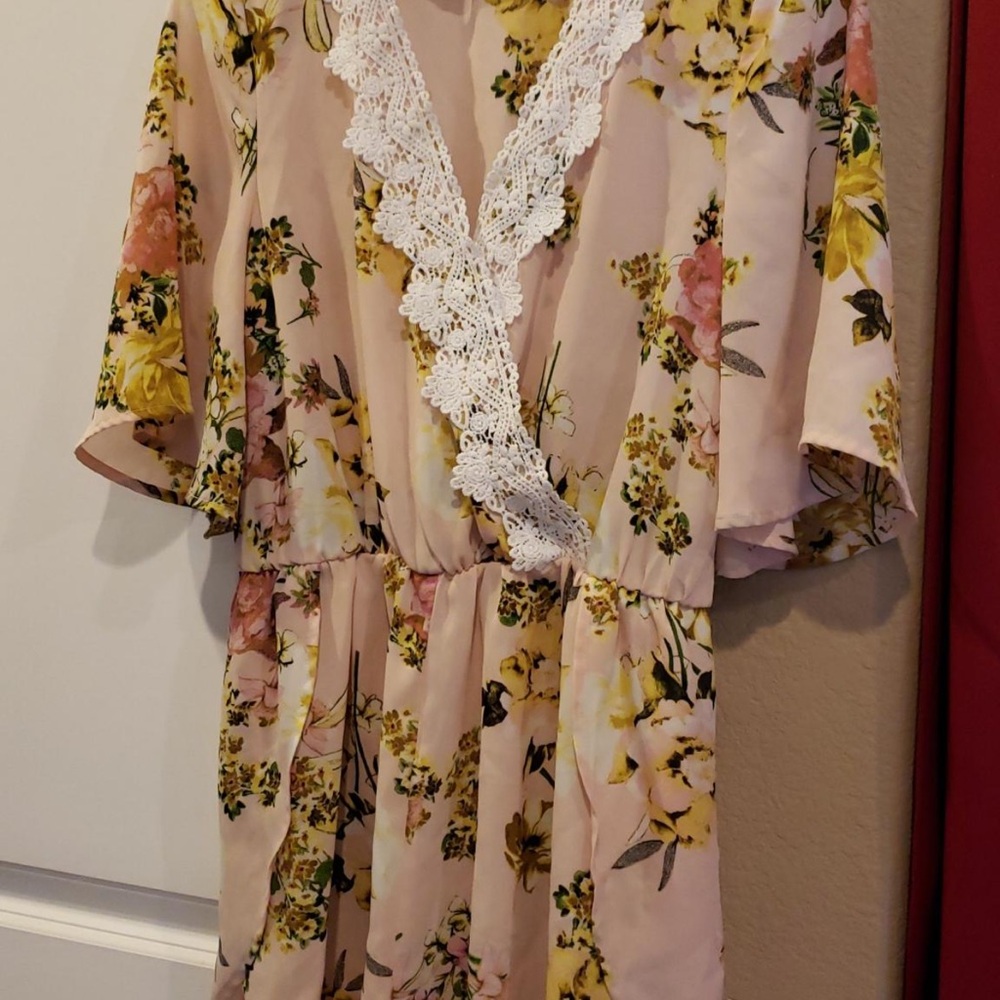 Love Tree Floral romper with Yellow and Pink Accents